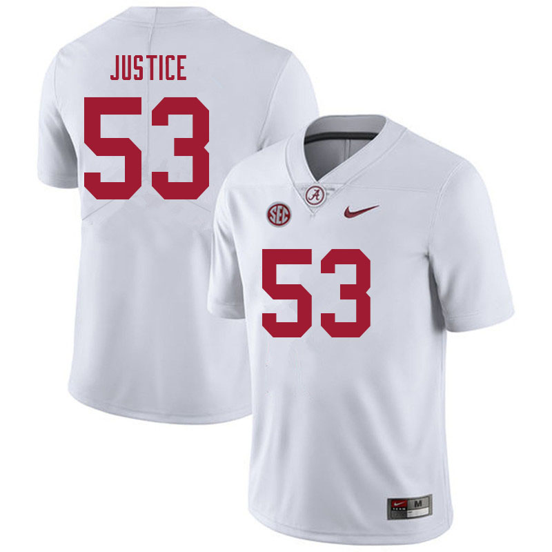 Alabama Crimson Tide Men's Kevin Justice #53 White NCAA Nike Authentic Stitched 2021 College Football Jersey IW16H70QH